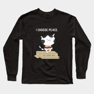 I Choose Peace Cat Yoga Long Sleeve T-Shirt